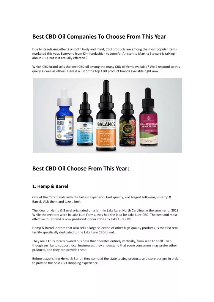 best cbd oil companies to choose from this year