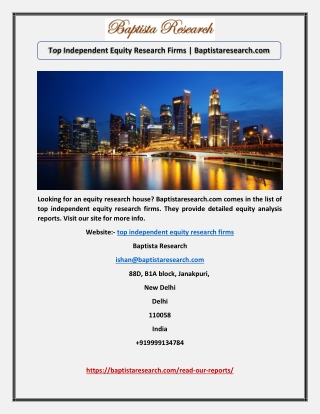 Top Independent Equity Research Firms | Baptistaresearch.com