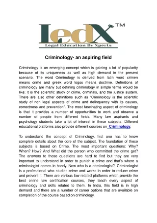 criminology an aspiring field criminology