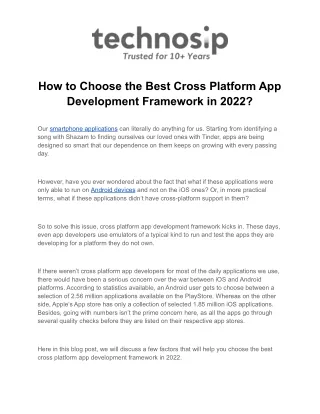 How to Choose the Best Cross Platform App Development Framework in 2022_