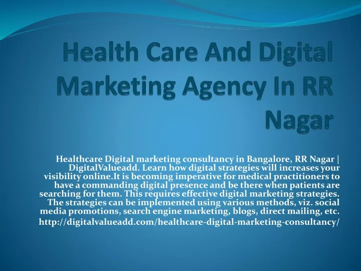 health care and digital marketing agency in rr nagar