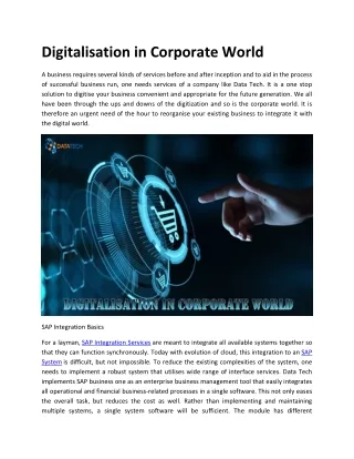 Digitalisation in Corporate World
