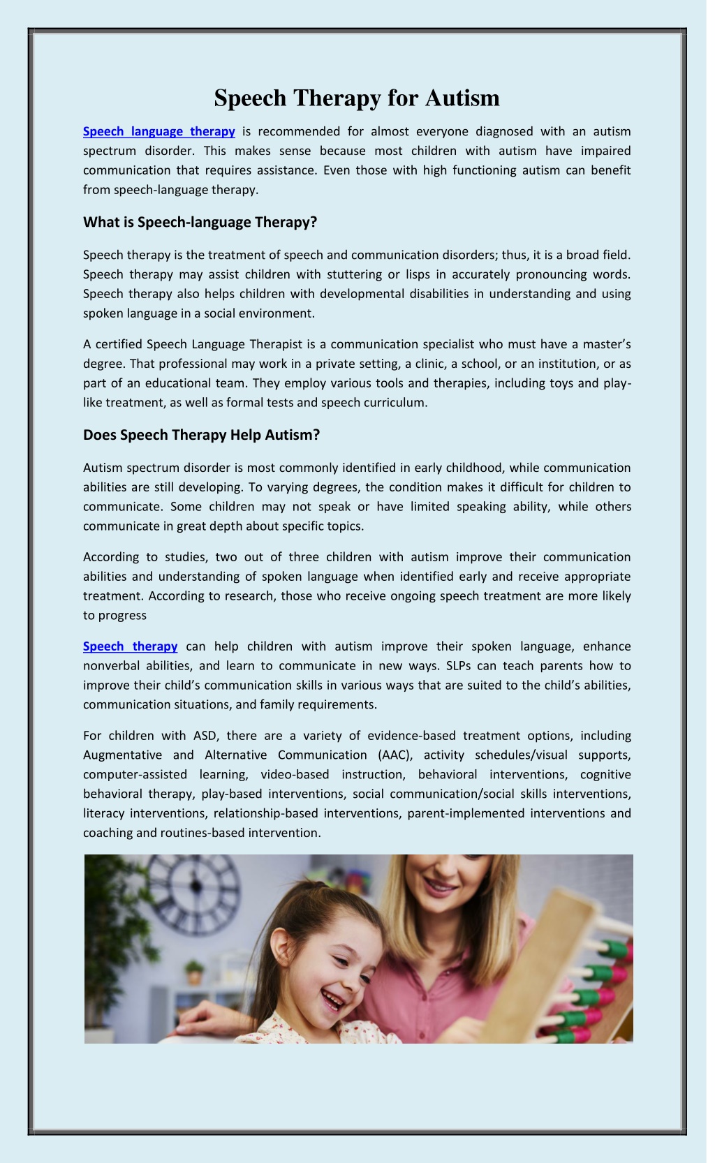 PPT - Speech Therapy for Autism PowerPoint Presentation, free download ...
