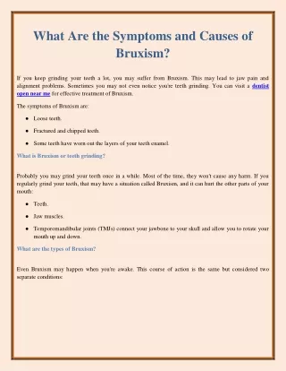 what are the symptoms and causes of bruxism