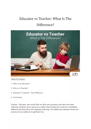 Educator vs Teacher