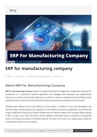 erp for manufacturing company