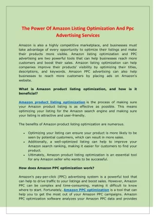 the power of amazon listing optimization