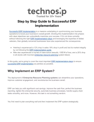 Step by Step Guide to Successful ERP Implementation