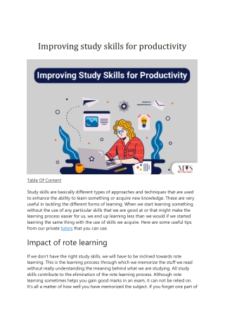 Improving study skills for productivity