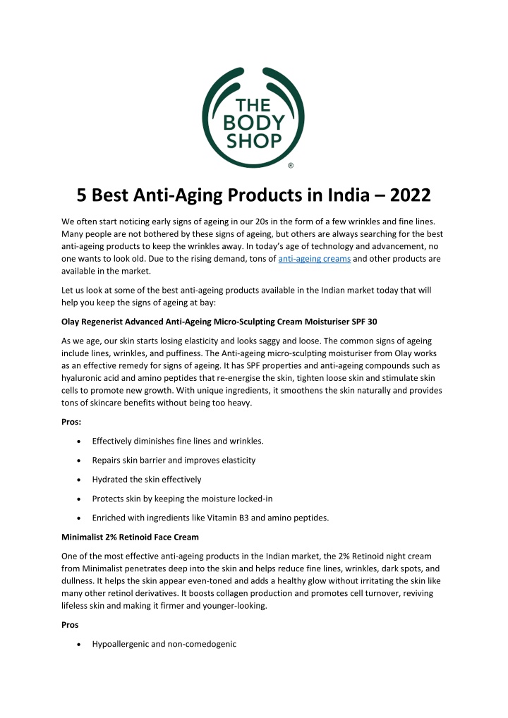 5 best anti aging products in india 2022