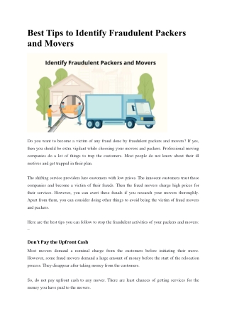 Best Tips to Identify Fraudulent Packers and Movers