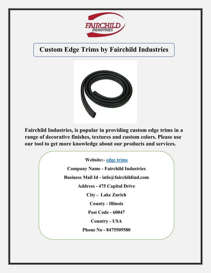 custom edge trims by fairchild industries