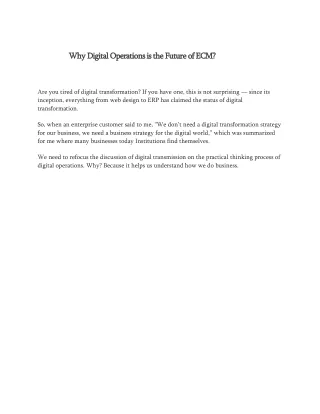 why digital operations is the future