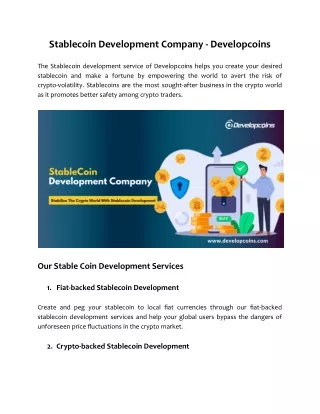 stablecoin development company developcoins