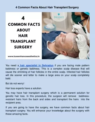 ​4 Common Facts About Hair Transplant Surgery