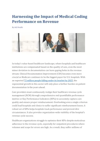 Harnessing the Impact of Medical Coding Performance on Revenue – AGS Health