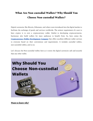 what are non custodial wallets why should