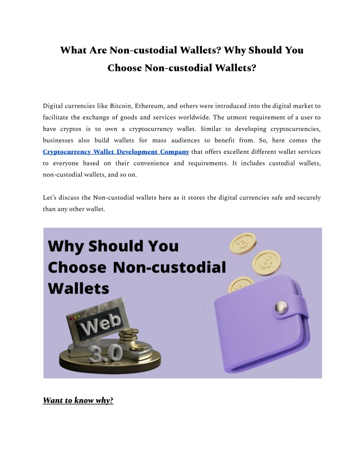 what are non custodial wallets why should