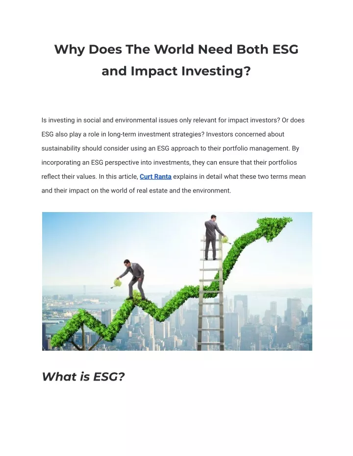 why does the world need both esg and impact