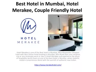 Best Hotel in Mumbai, Hotel Merakee, Couple Friendly Hotel