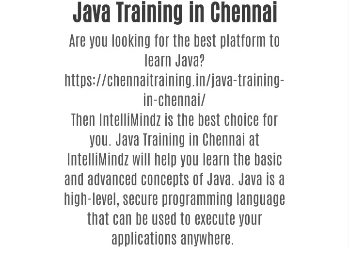 java training in chennai are you looking