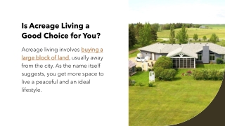Is Acreage Living a Good Choice for You