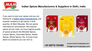 Indian Spices Manufacturers & Suppliers in Delhi, india