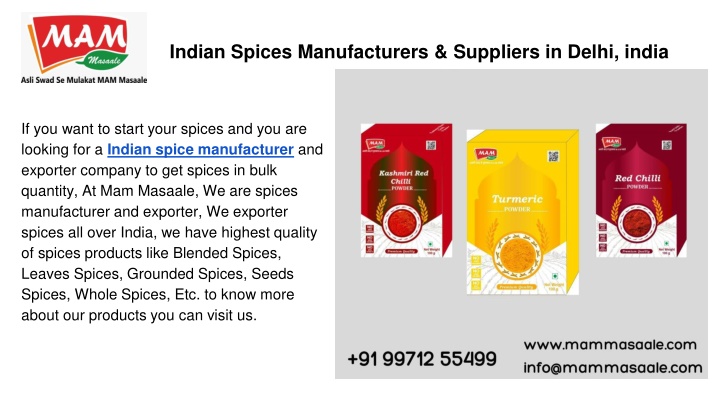 indian spices manufacturers suppliers in delhi