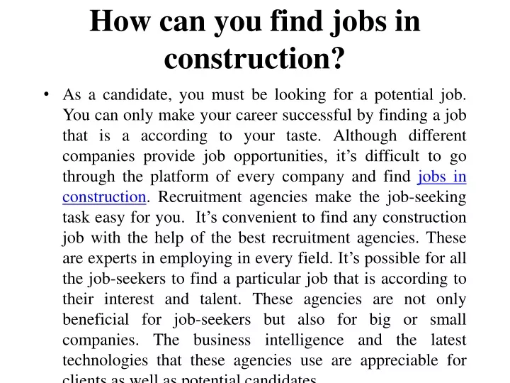 how can you find jobs in construction