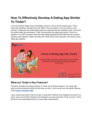 How To Effectively Develop A Dating App Similar To Tinder?