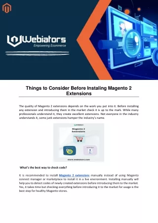 things to consider before instaling magento