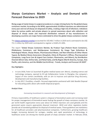 sharps containers market analysis and demand with