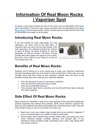 information of real moon rocks vaporizer spot