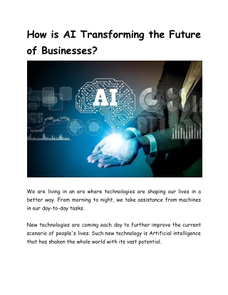 How is AI Transforming the Future of Businesses?