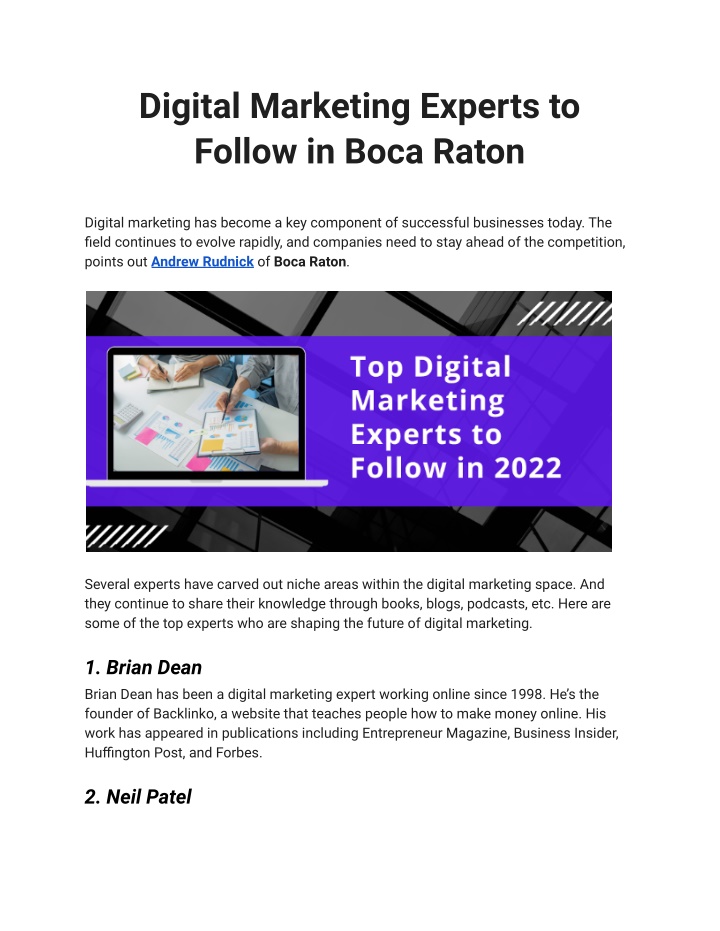 digital marketing experts to follow in boca raton