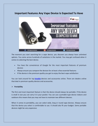 important features any vape device is expected