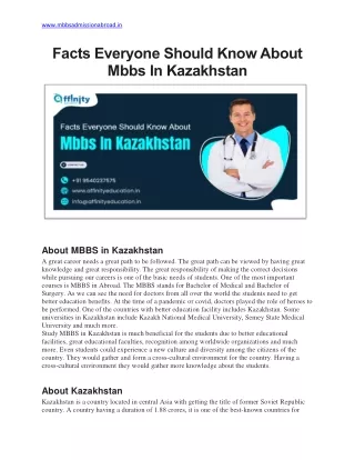 Facts Everyone Should Know About Mbbs In Kazakhstan