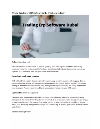 7 main benefits of erp software in the wholesale