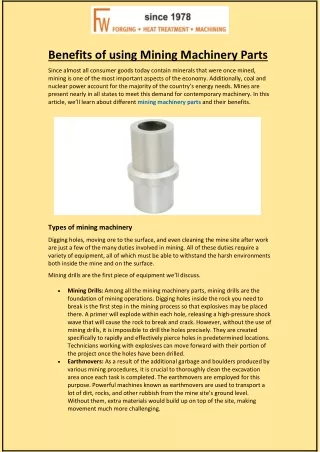 benefits of using mining machinery parts
