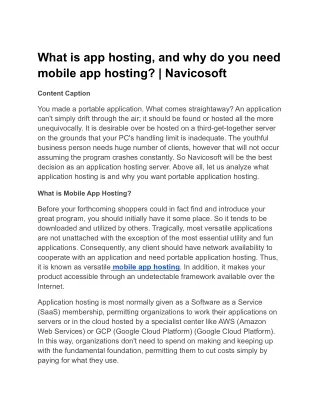 What is app hosting, and why do you need mobile app hosting_ _ Navicosoft