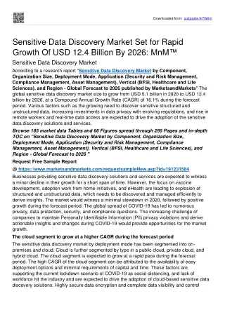 Sensitive Data Discovery Market Grow drastically at USD 12.4 billion By 2026