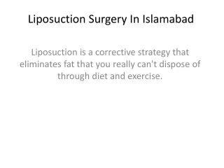Liposuction Surgery In Islamabad