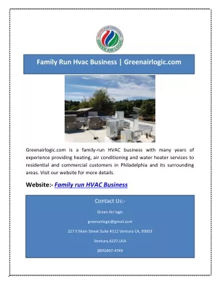 Family Run Hvac Business | Greenairlogic.com