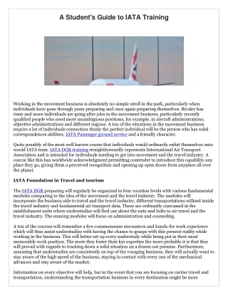 a student s guide to iata training
