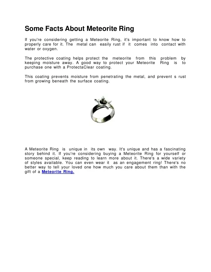 some facts about meteorite ring
