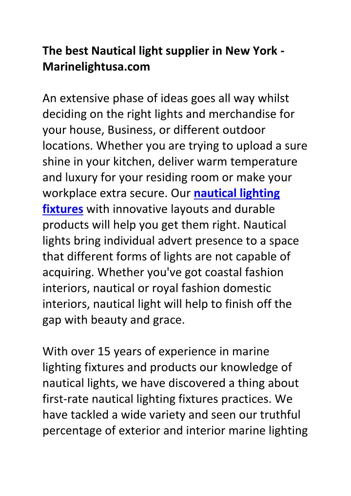 the best nautical light supplier in new york