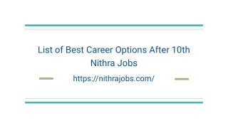 List of Best Career Options After 10th - Nithra Jobs