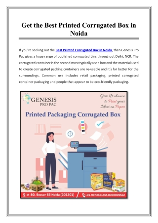 get the best printed corrugated box in noida