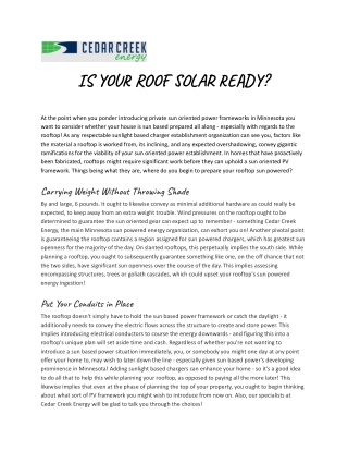 IS YOUR ROOF SOLAR READY