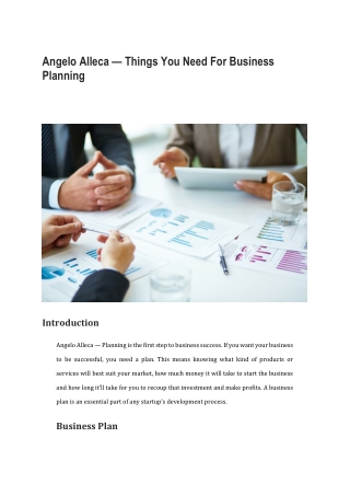Angelo Alleca — Things You Need For Business Planning